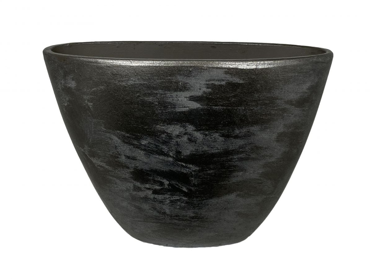 ovale pot palermo hoog h31l39d20cm frozen iron